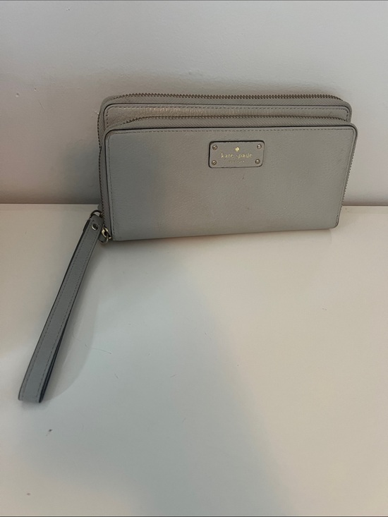 kate spade Handbags - kate spade gray zip wristlet wallet with wrist strap